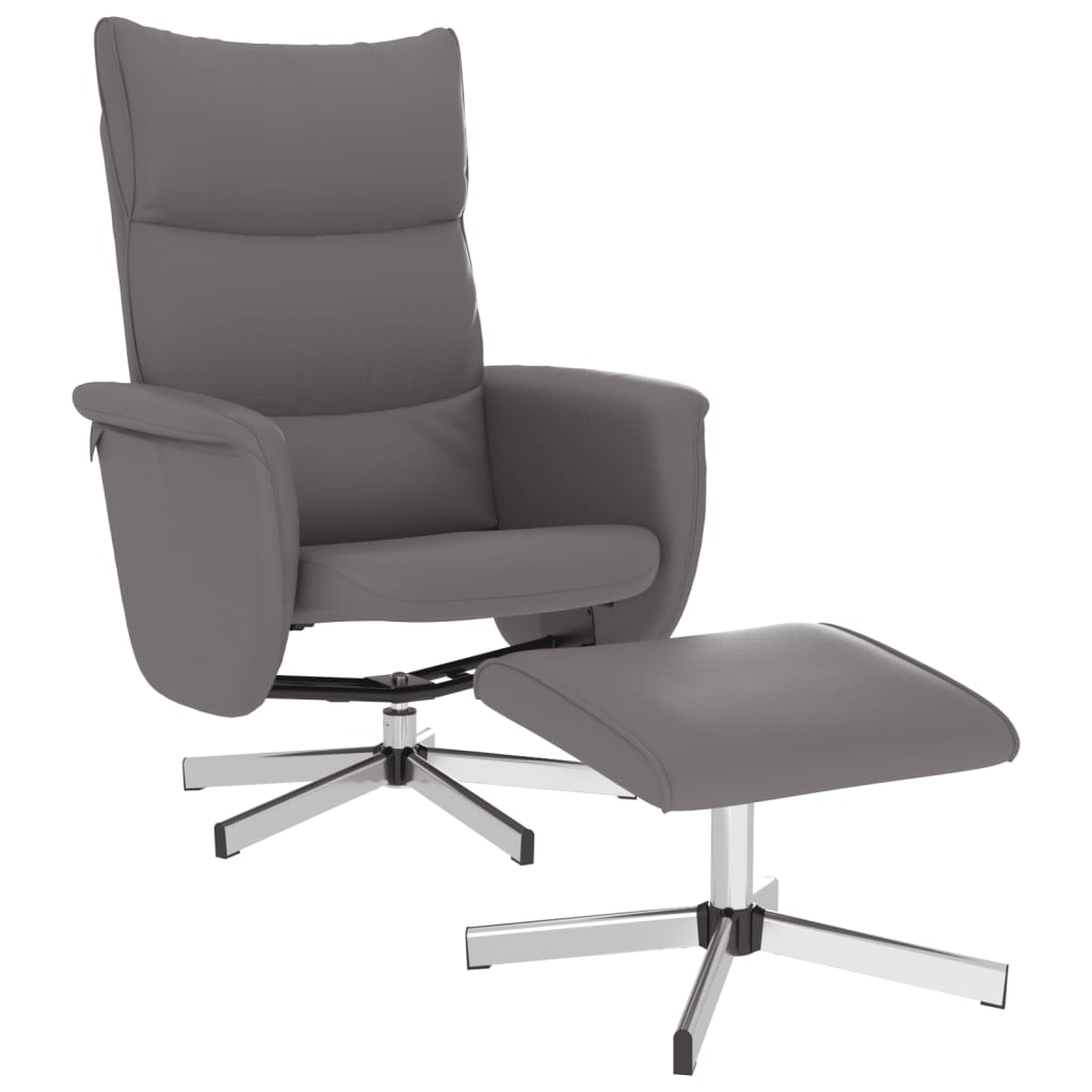 Fauteuil inclinable avec repose-pied gris similicuir - XIOS