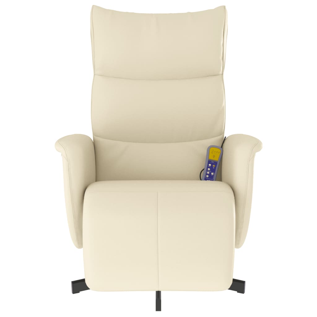 Fauteuil inclinable de massage et repose-pieds crème similicuir - XIOS