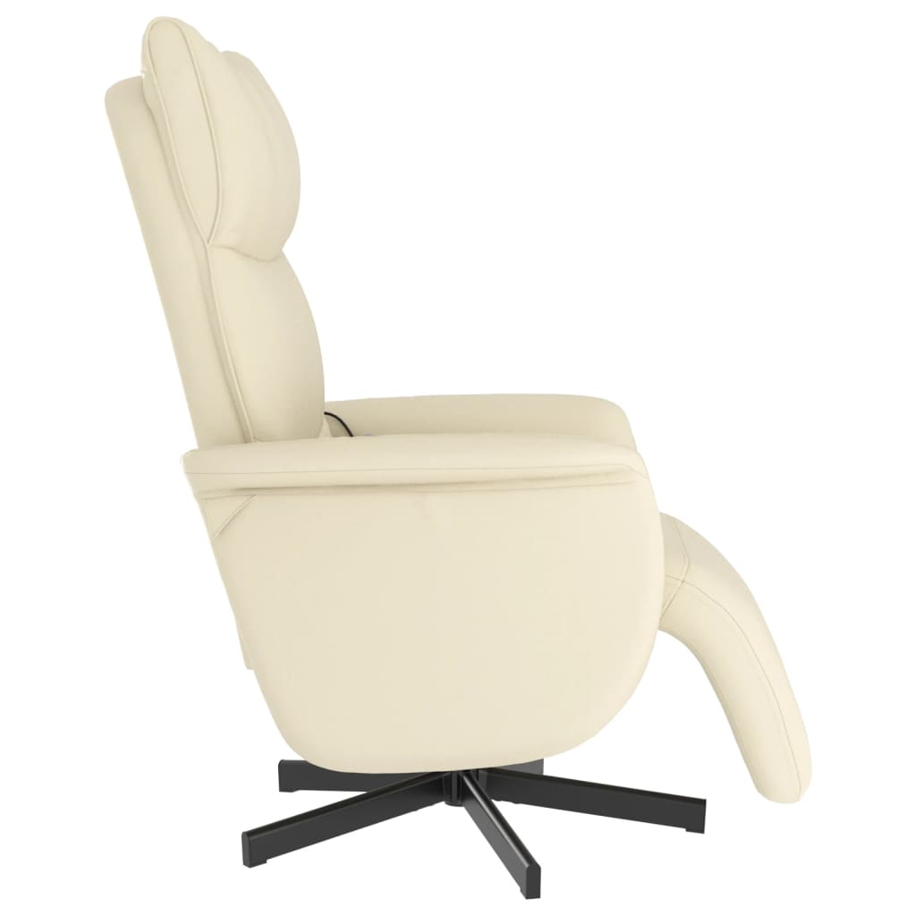 Fauteuil inclinable de massage et repose-pieds crème similicuir - XIOS