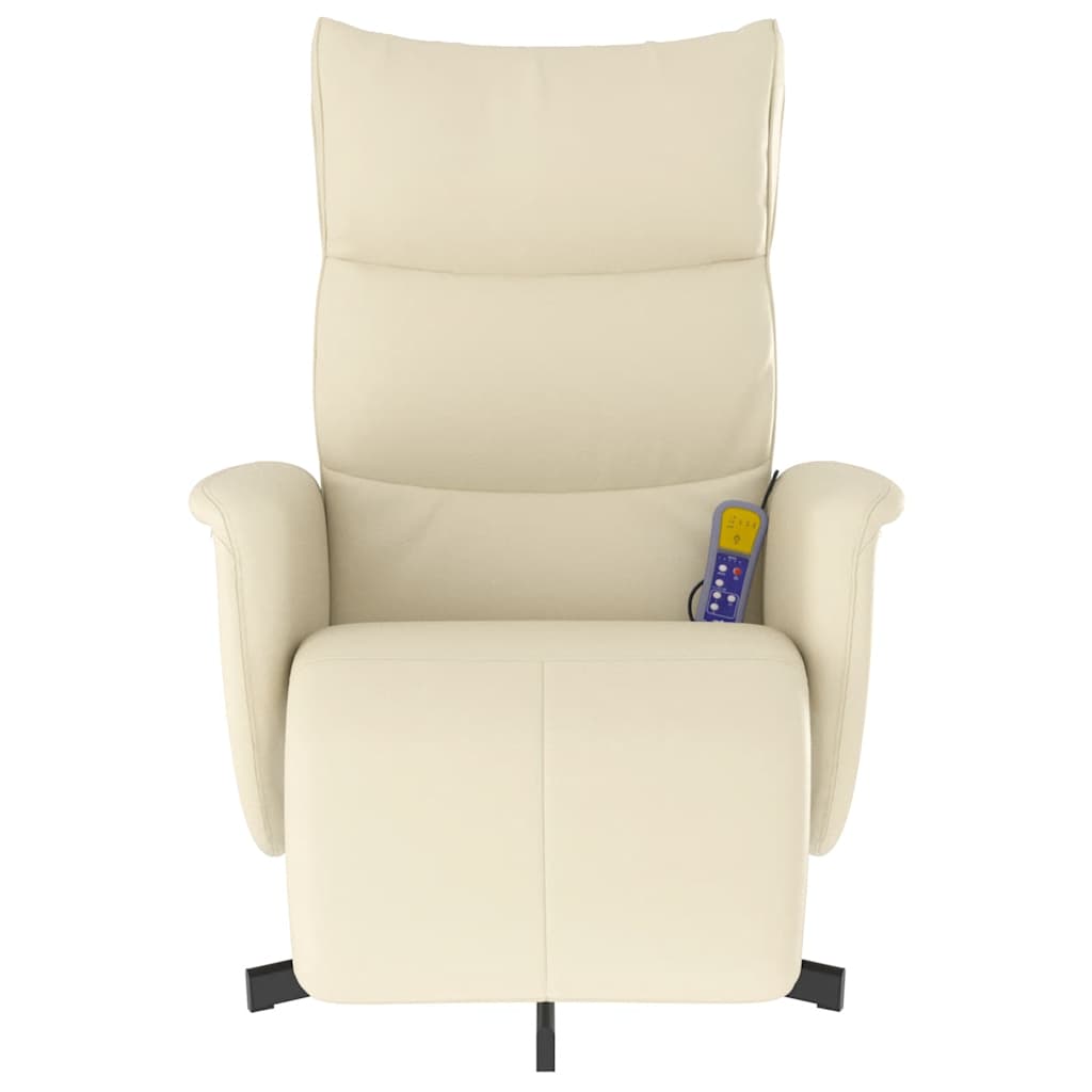 Fauteuil inclinable de massage et repose-pieds crème similicuir - XIOS