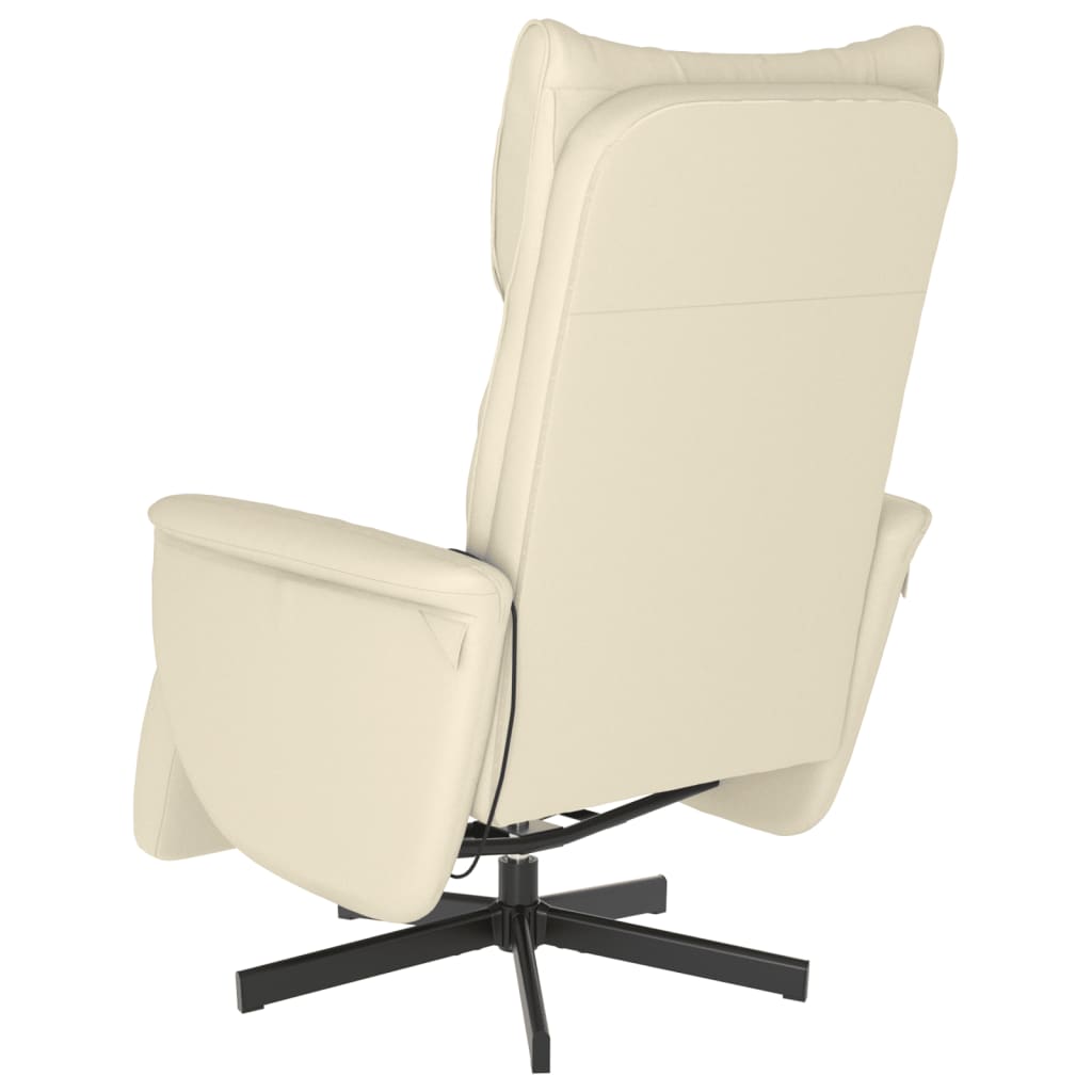 Fauteuil inclinable de massage et repose-pieds crème similicuir - XIOS