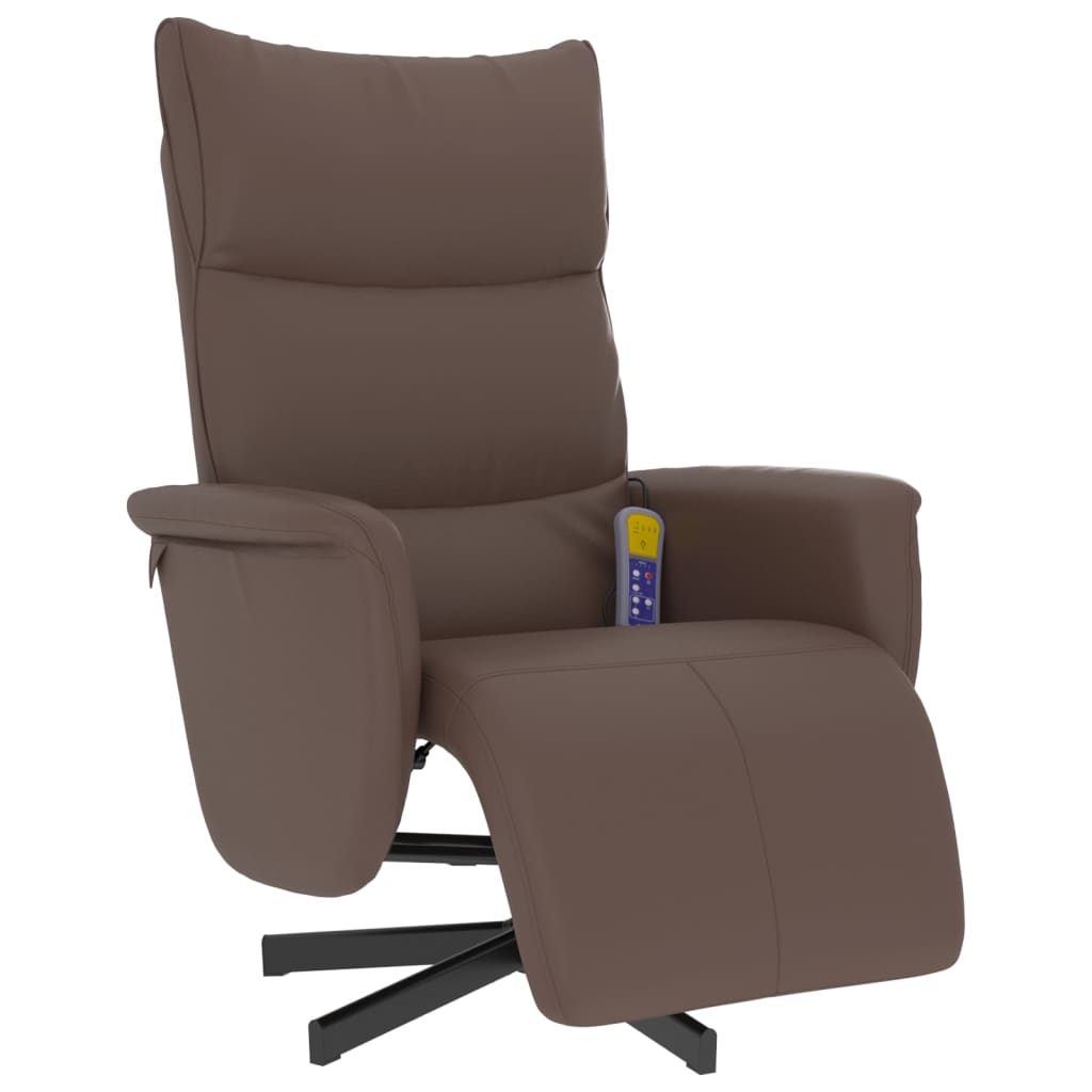 Fauteuil inclinable de massage repose-pieds marron similicuir - XIOS