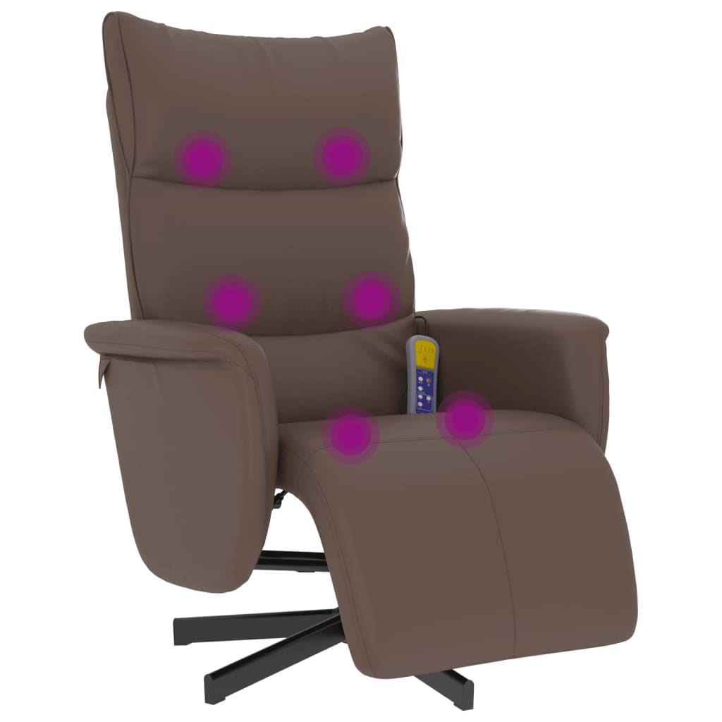 Fauteuil inclinable de massage repose-pieds marron similicuir - XIOS