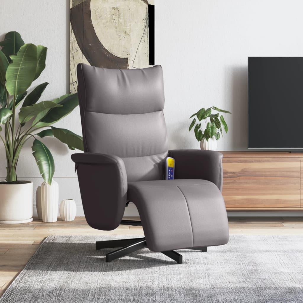 Fauteuil inclinable de massage repose-pieds gris similicuir - XIOS