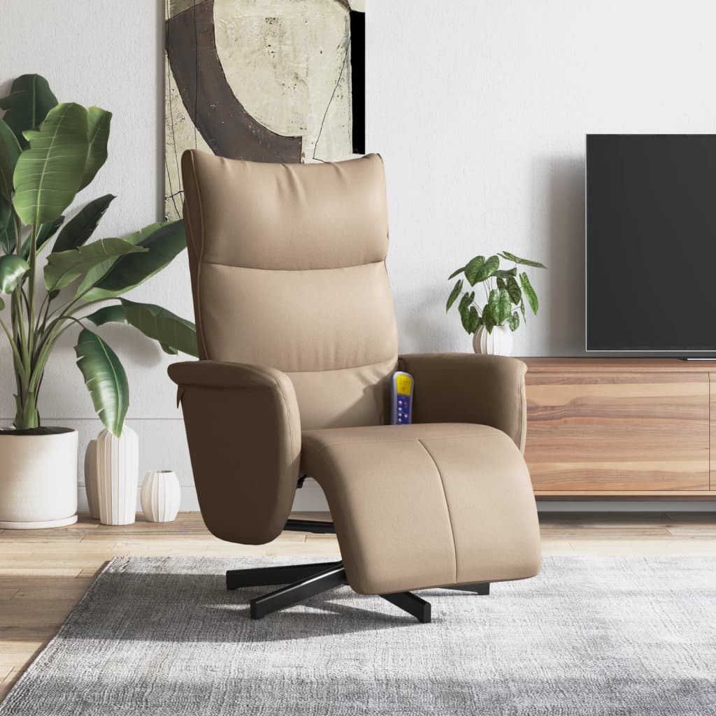 Fauteuil inclinable de massage repose-pieds cappuccino - XIOS
