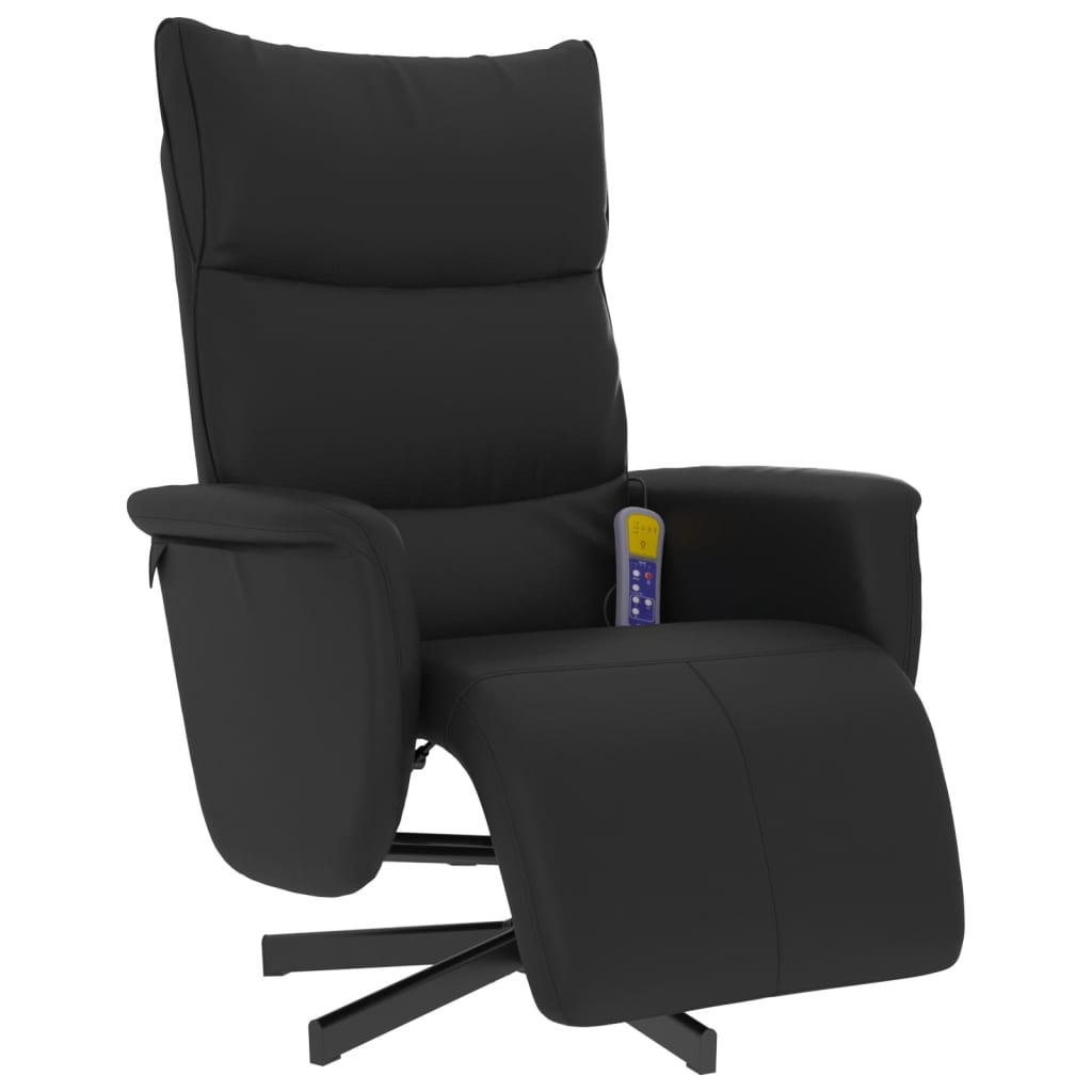Fauteuil inclinable de massage repose-pieds noir similicuir - XIOS