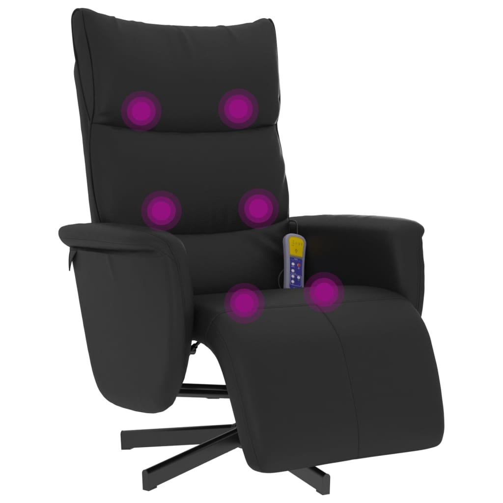 Fauteuil inclinable de massage repose-pieds noir similicuir - XIOS