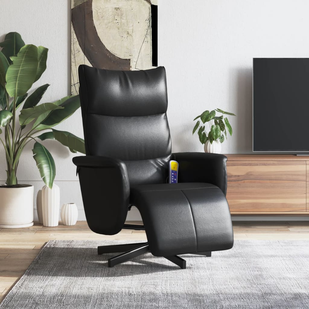Fauteuil inclinable de massage repose-pieds noir similicuir - XIOS