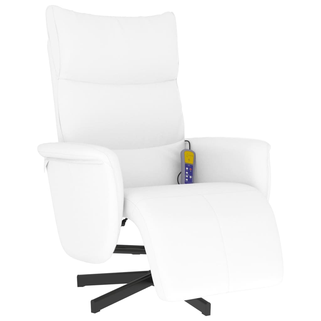 Fauteuil inclinable de massage repose-pieds blanc similicuir - XIOS