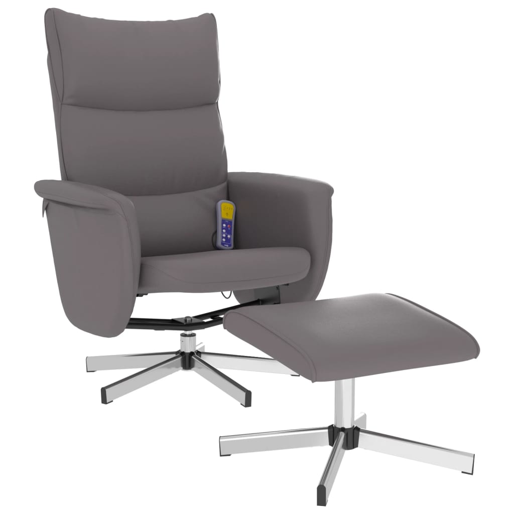 Fauteuil inclinable de massage avec repose-pied gris similicuir - XIOS