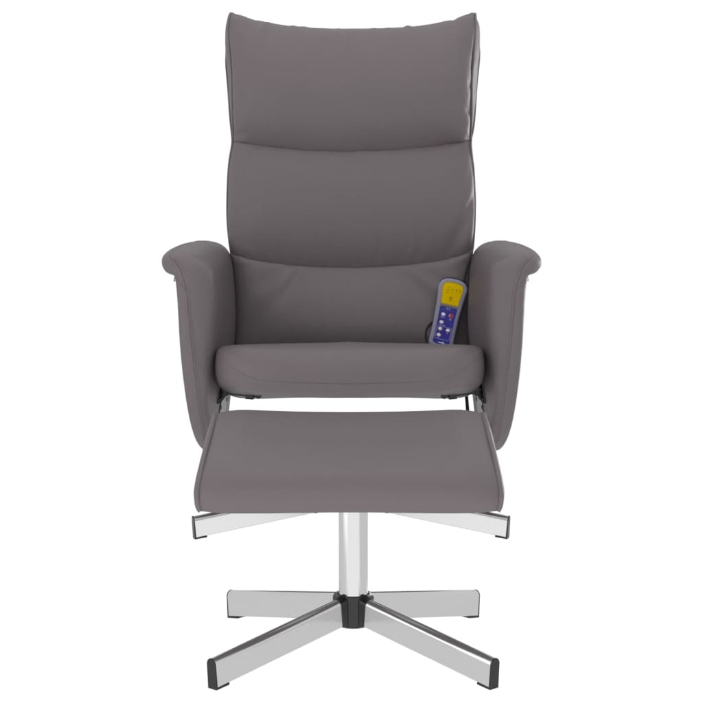 Fauteuil inclinable de massage avec repose-pied gris similicuir - XIOS