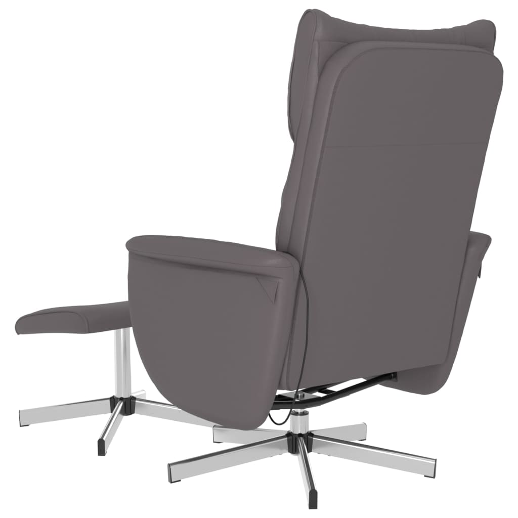 Fauteuil inclinable de massage avec repose-pied gris similicuir - XIOS