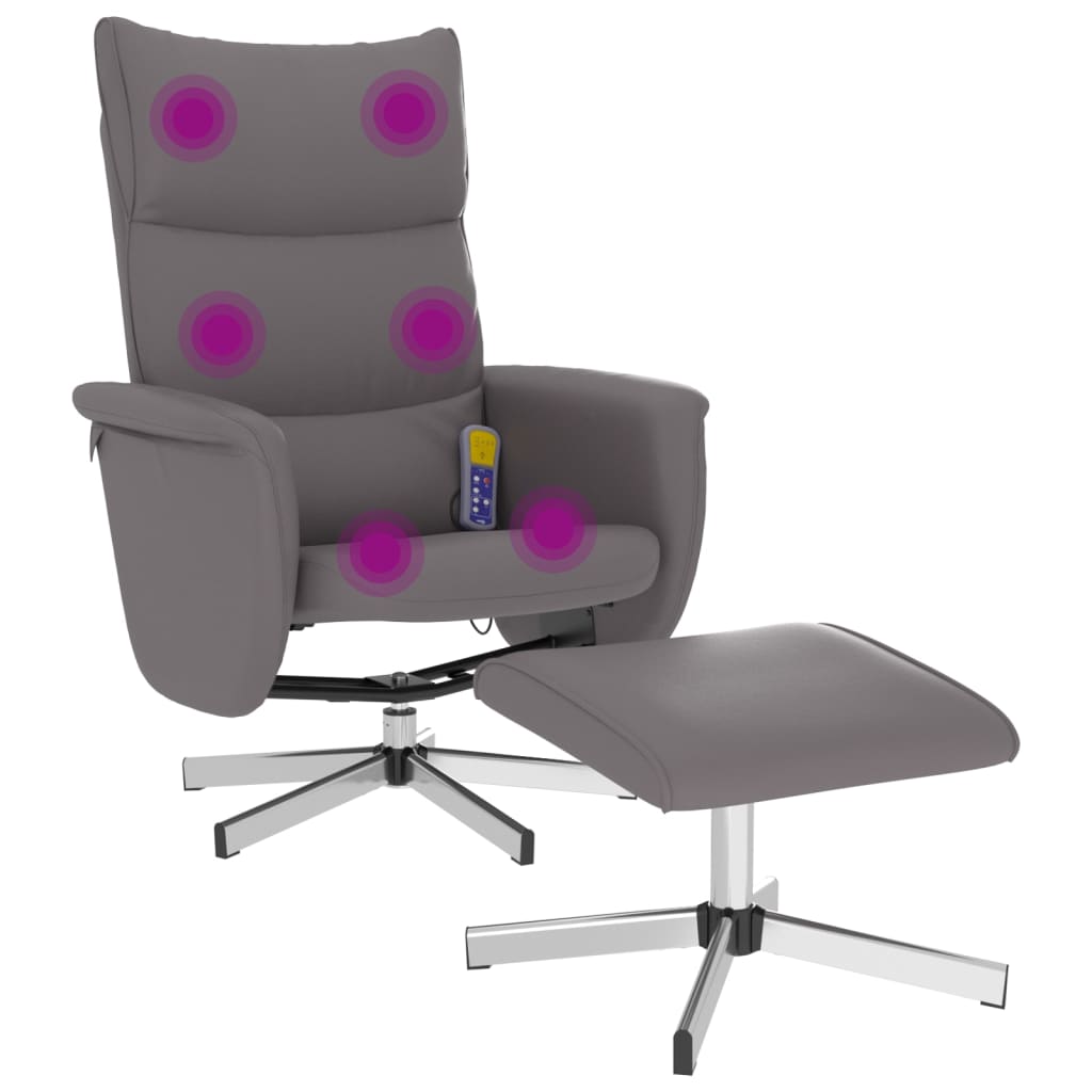 Fauteuil inclinable de massage avec repose-pied gris similicuir - XIOS