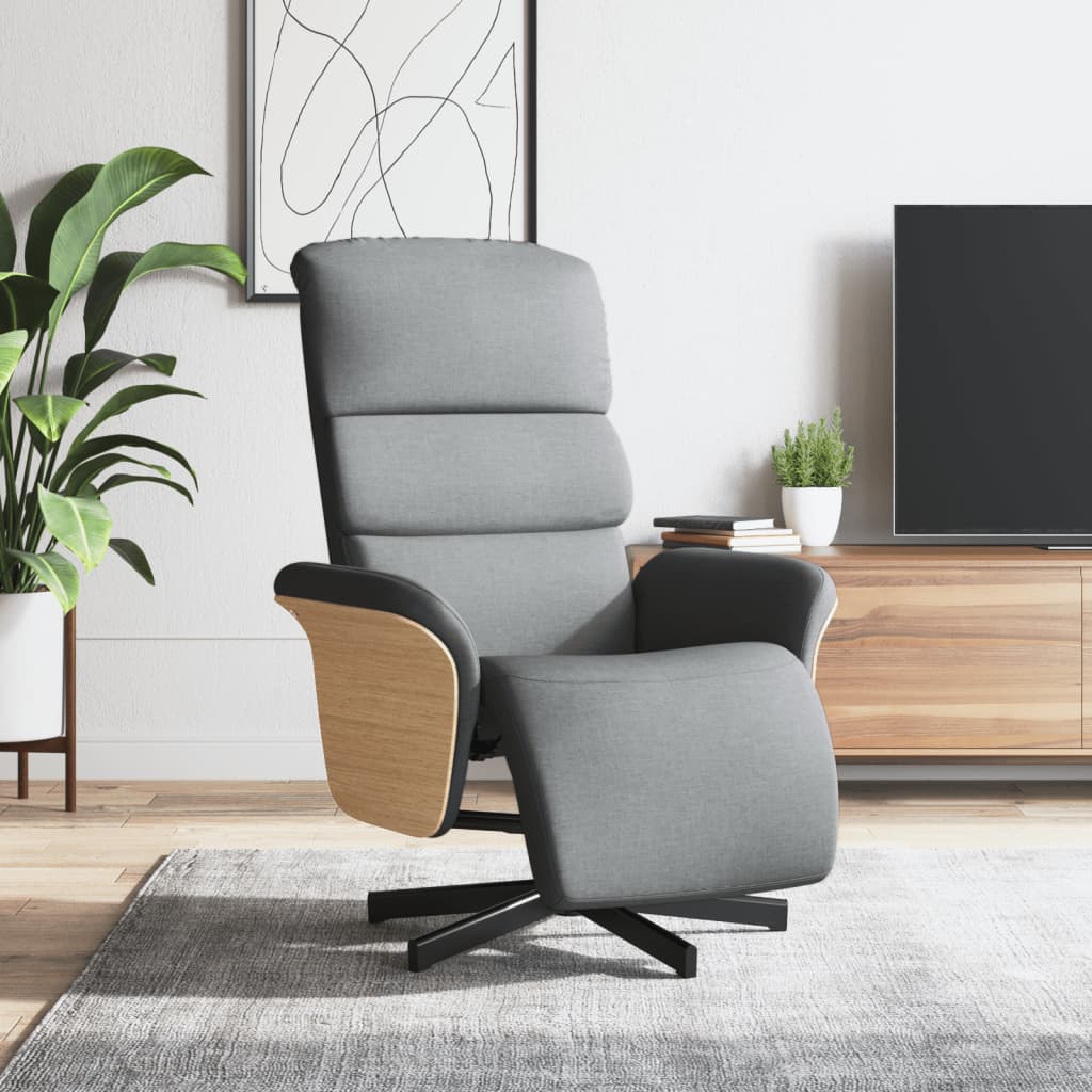 Fauteuil inclinable avec repose-pieds gris clair tissu - XIOS