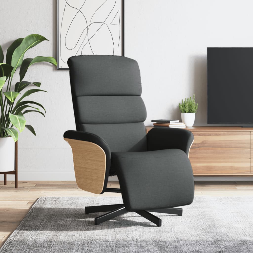 Fauteuil inclinable avec repose-pieds gris foncé tissu - XIOS