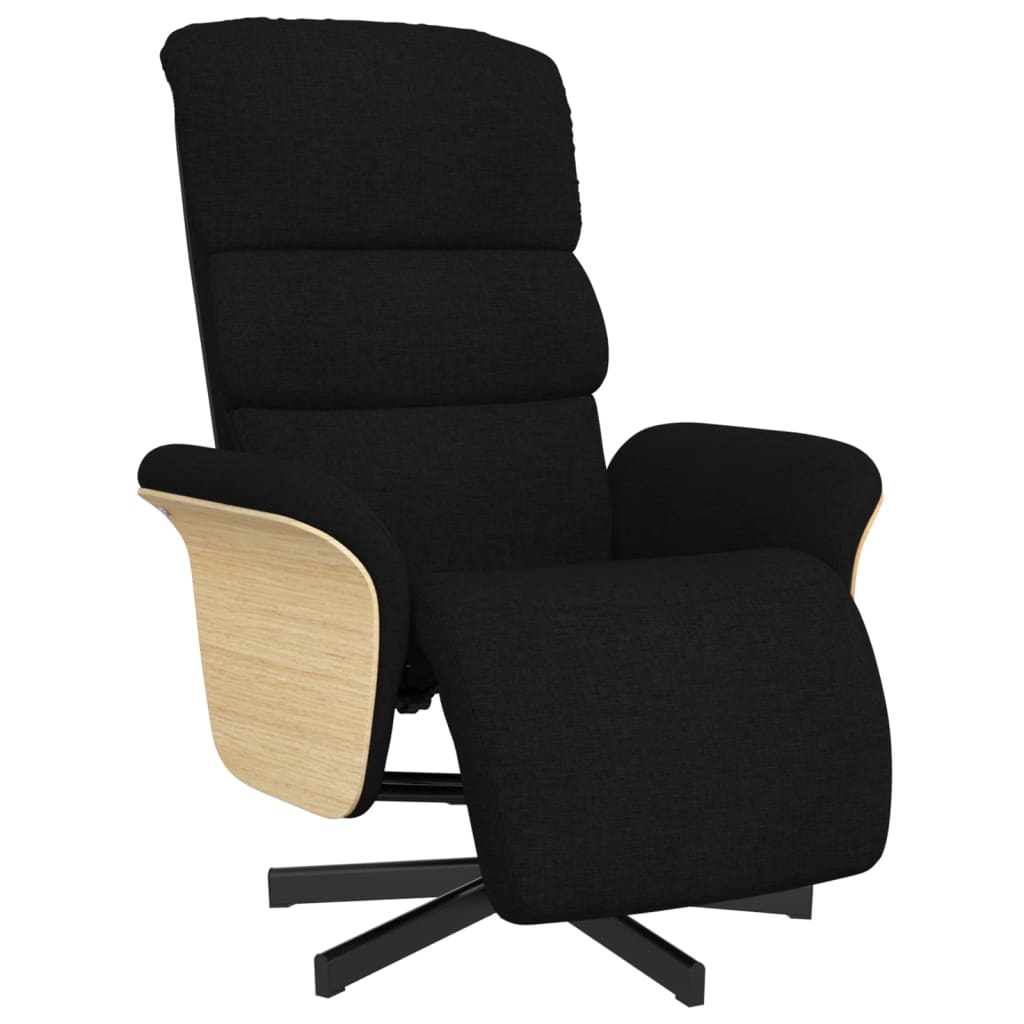 Fauteuil inclinable avec repose-pieds noir tissu - XIOS