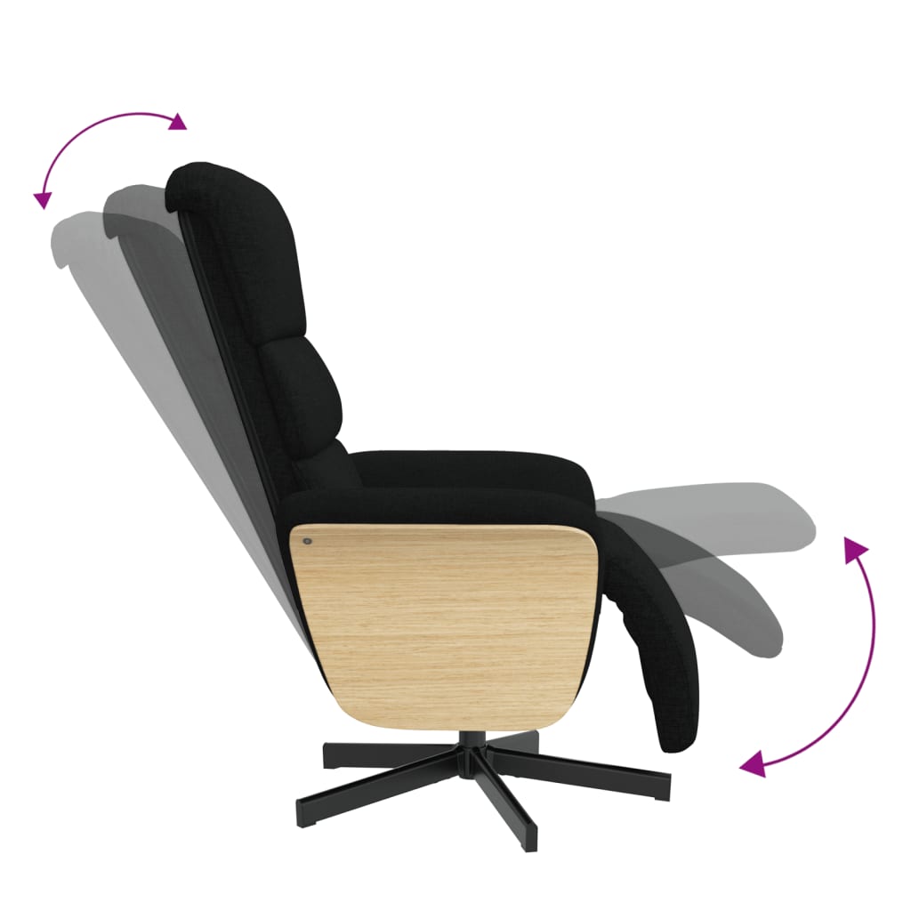 Fauteuil inclinable avec repose-pieds noir tissu - XIOS