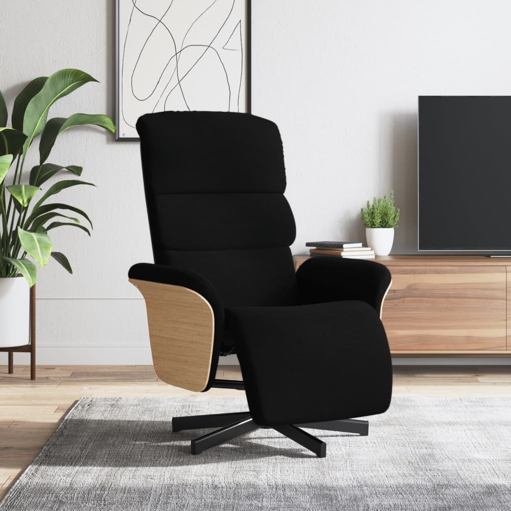 Fauteuil inclinable avec repose-pieds noir tissu - XIOS