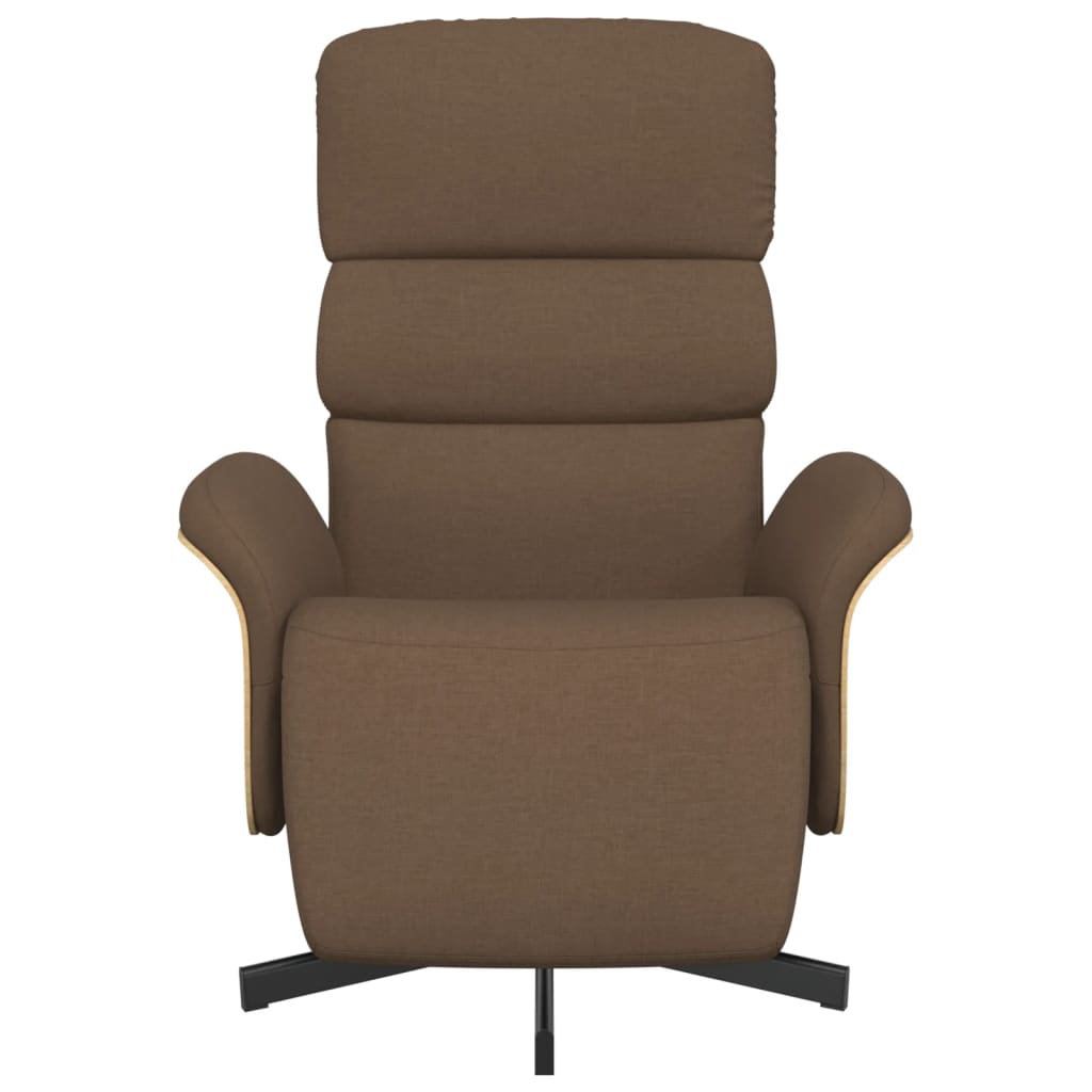 Fauteuil inclinable avec repose-pieds marron tissu
