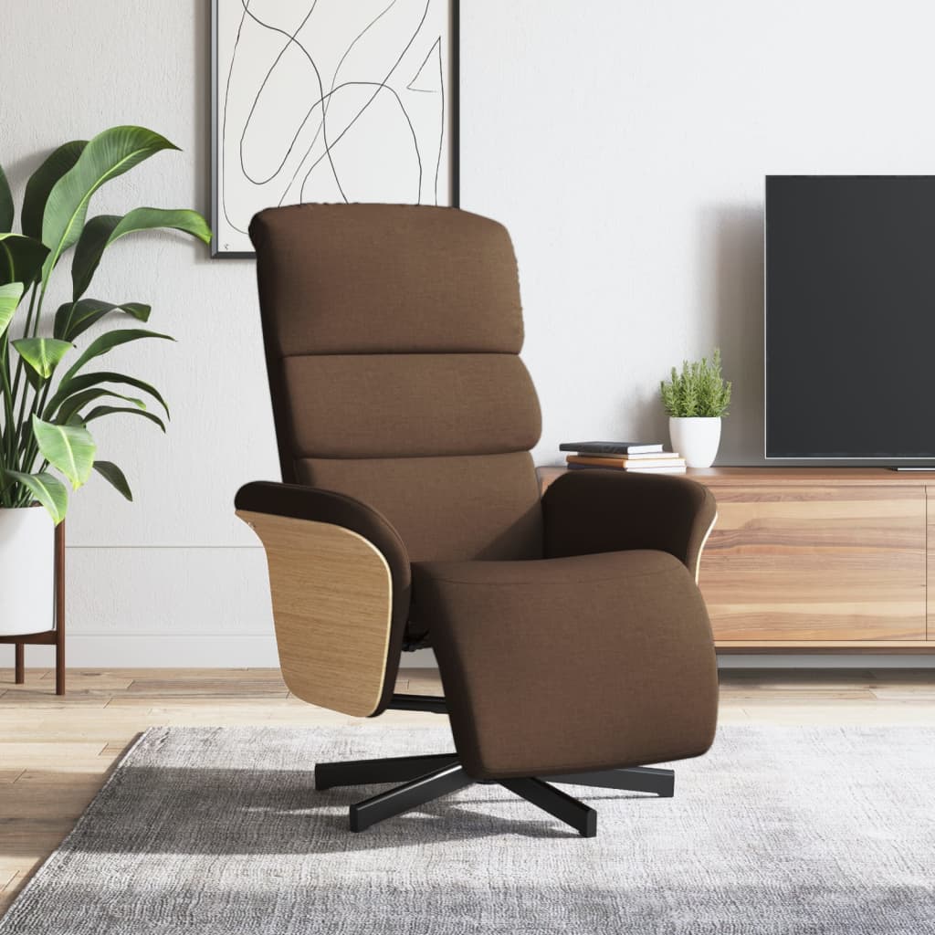 Fauteuil inclinable avec repose-pieds marron tissu - XIOS