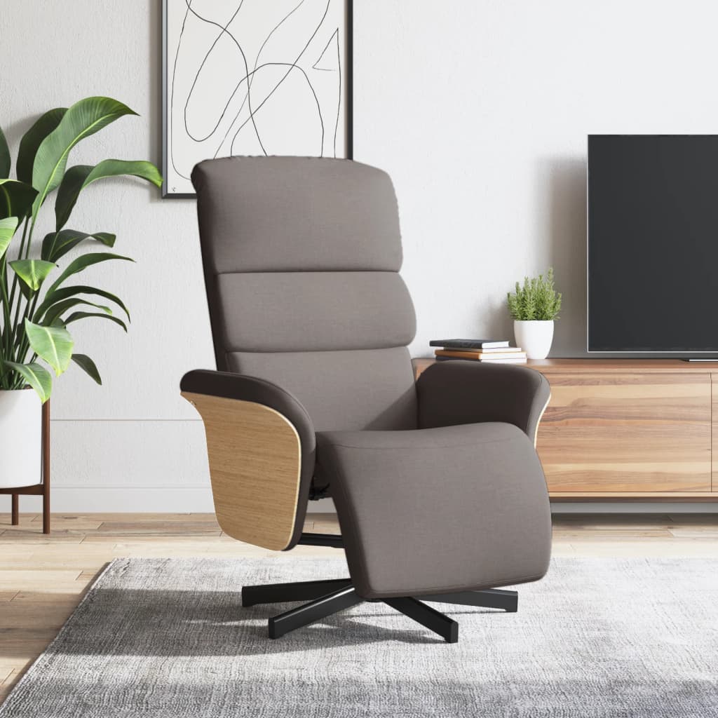 Fauteuil inclinable avec repose-pieds taupe tissu - XIOS