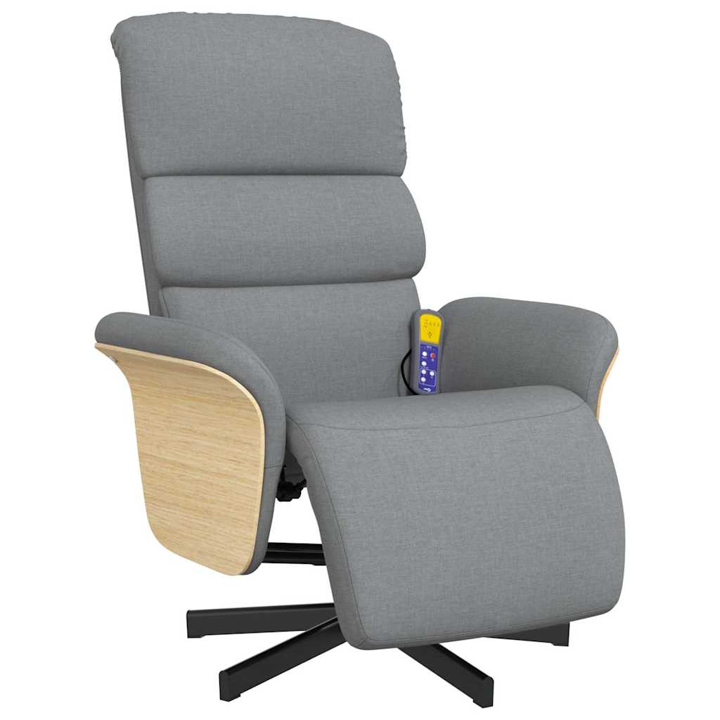Fauteuil inclinable de massage et repose-pieds gris clair tissu - XIOS