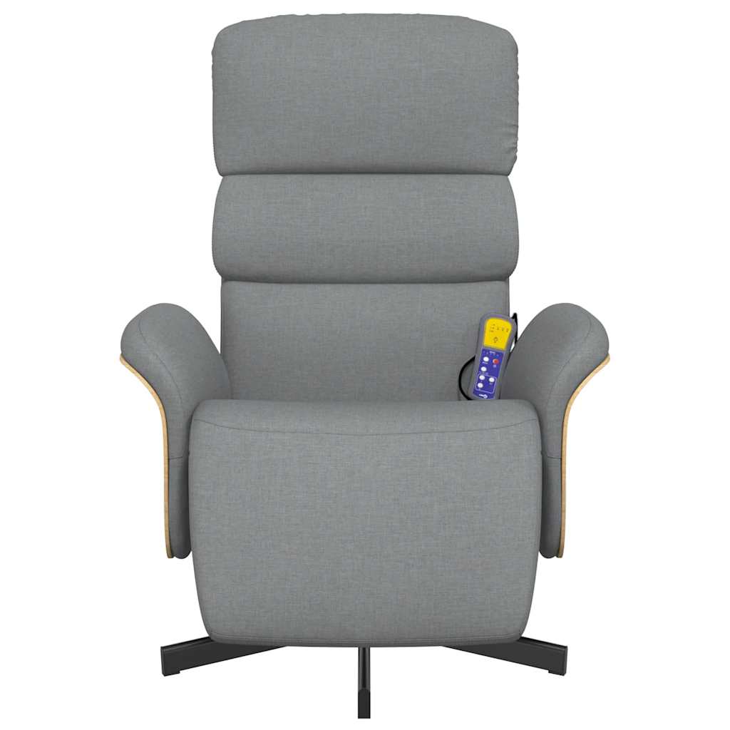 Fauteuil inclinable de massage et repose-pieds gris clair tissu - XIOS