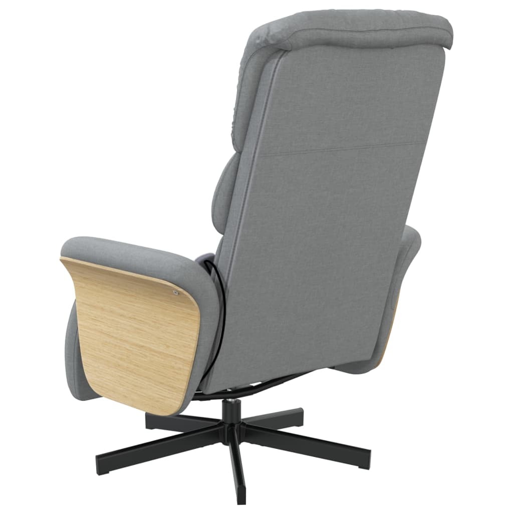 Fauteuil inclinable de massage et repose-pieds gris clair tissu - XIOS