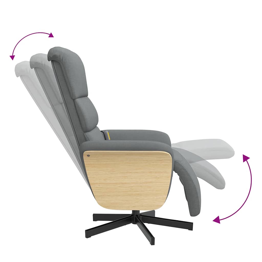 Fauteuil inclinable de massage et repose-pieds gris clair tissu - XIOS