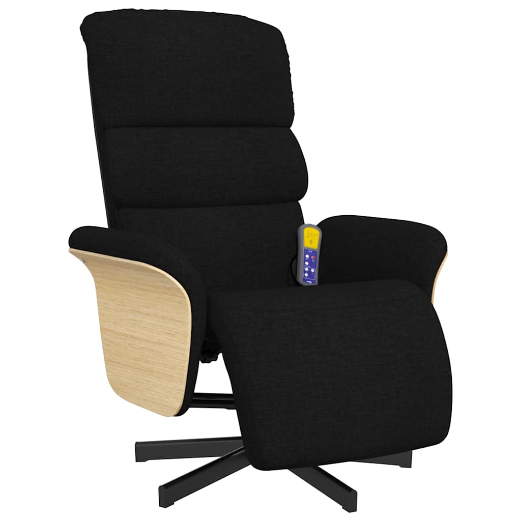 Fauteuil inclinable de massage avec repose-pieds noir tissu - XIOS