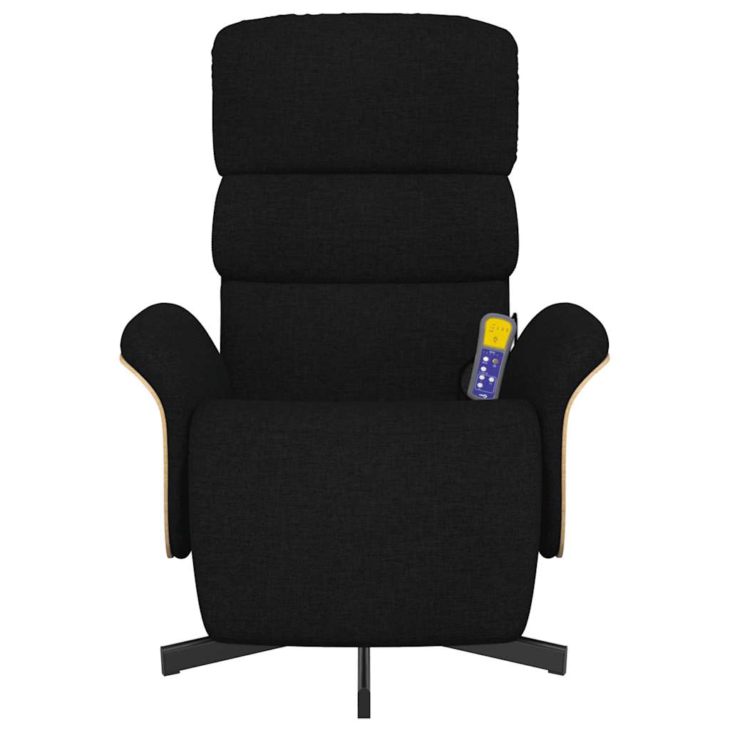 Fauteuil inclinable de massage avec repose-pieds noir tissu - XIOS