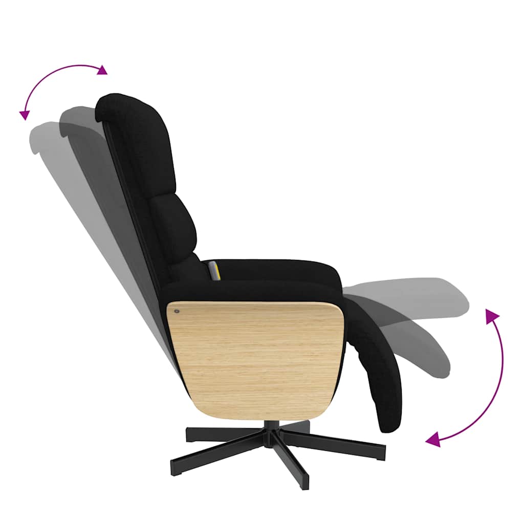 Fauteuil inclinable de massage avec repose-pieds noir tissu - XIOS