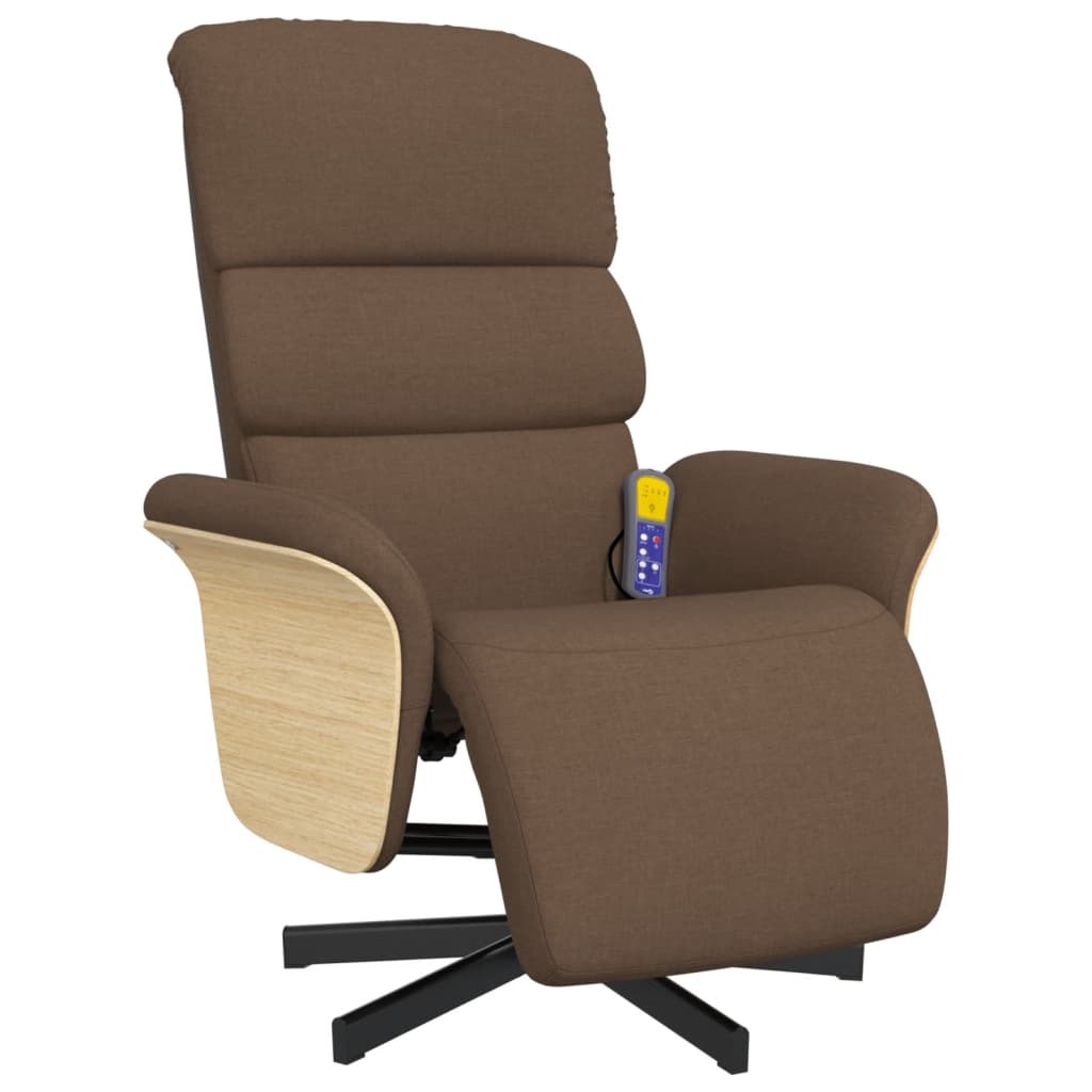 Fauteuil inclinable de massage avec repose-pieds marron tissu - XIOS