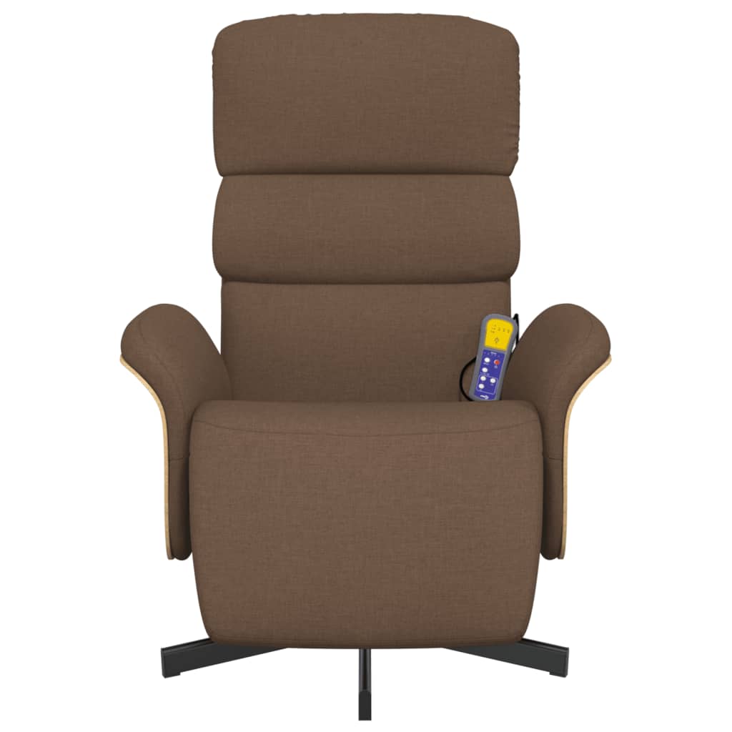 Fauteuil inclinable de massage avec repose-pieds marron tissu - XIOS