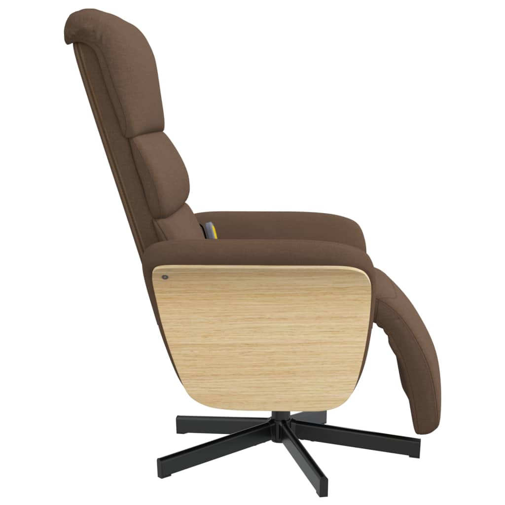 Fauteuil inclinable de massage avec repose-pieds marron tissu - XIOS
