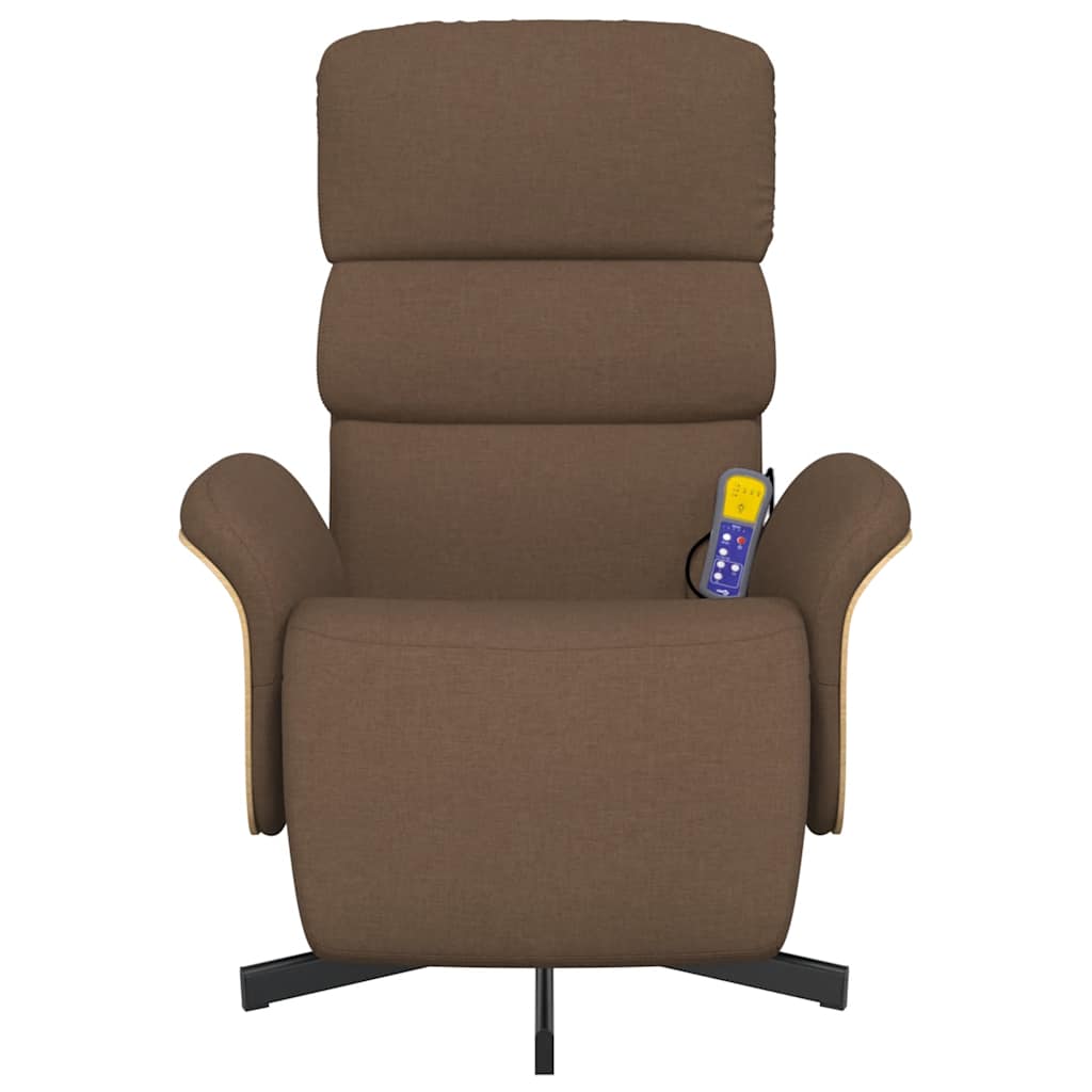 Fauteuil inclinable de massage avec repose-pieds marron tissu - XIOS