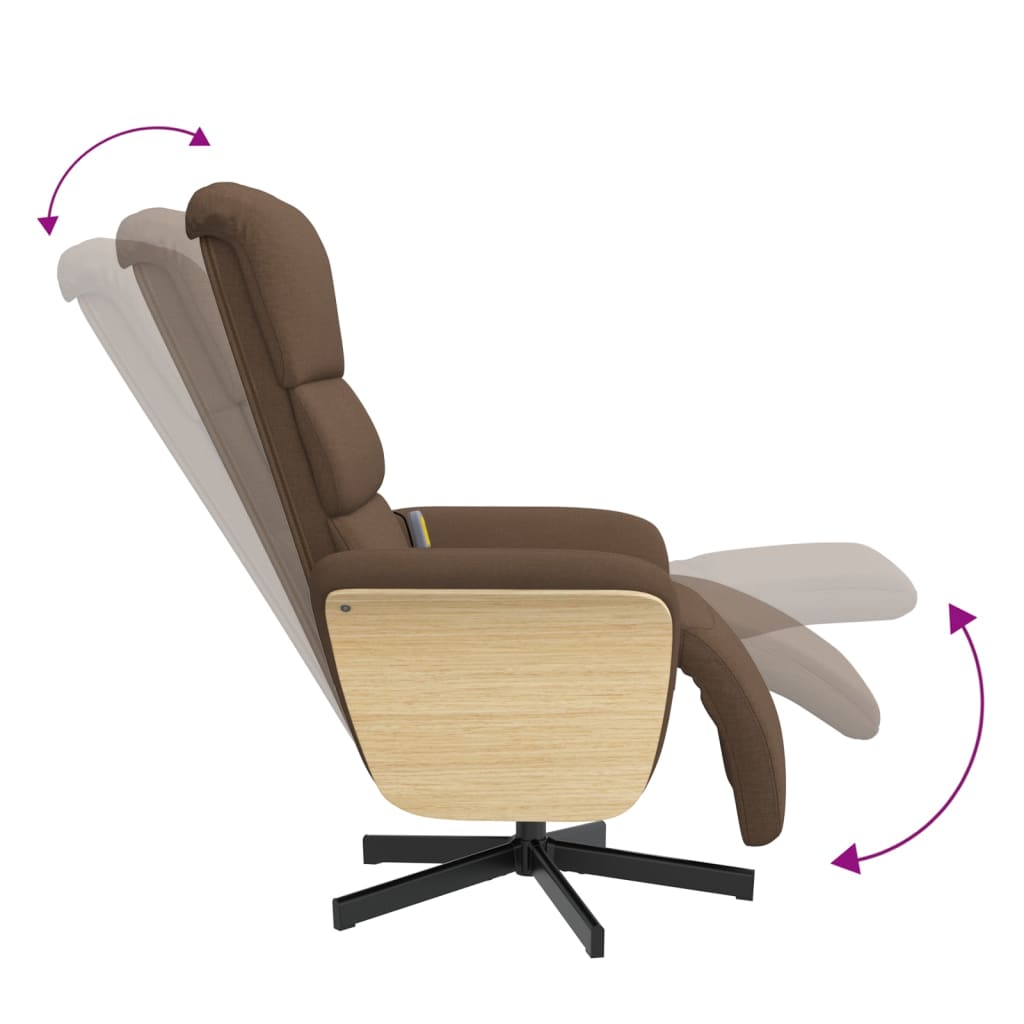 Fauteuil inclinable de massage avec repose-pieds marron tissu - XIOS