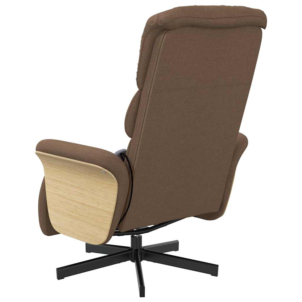 Fauteuil inclinable de massage avec repose-pieds marron tissu - XIOS
