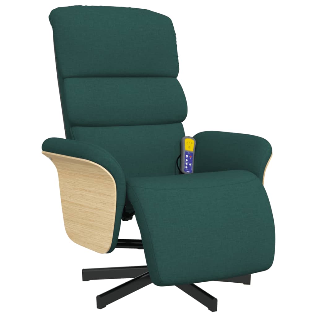 Fauteuil inclinable de massage et repose-pieds vert foncé tissu - XIOS
