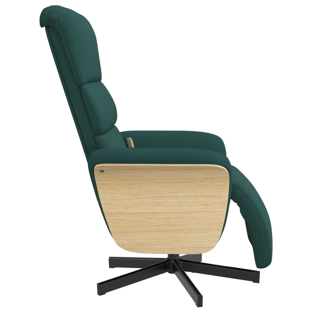 Fauteuil inclinable de massage et repose-pieds vert foncé tissu - XIOS