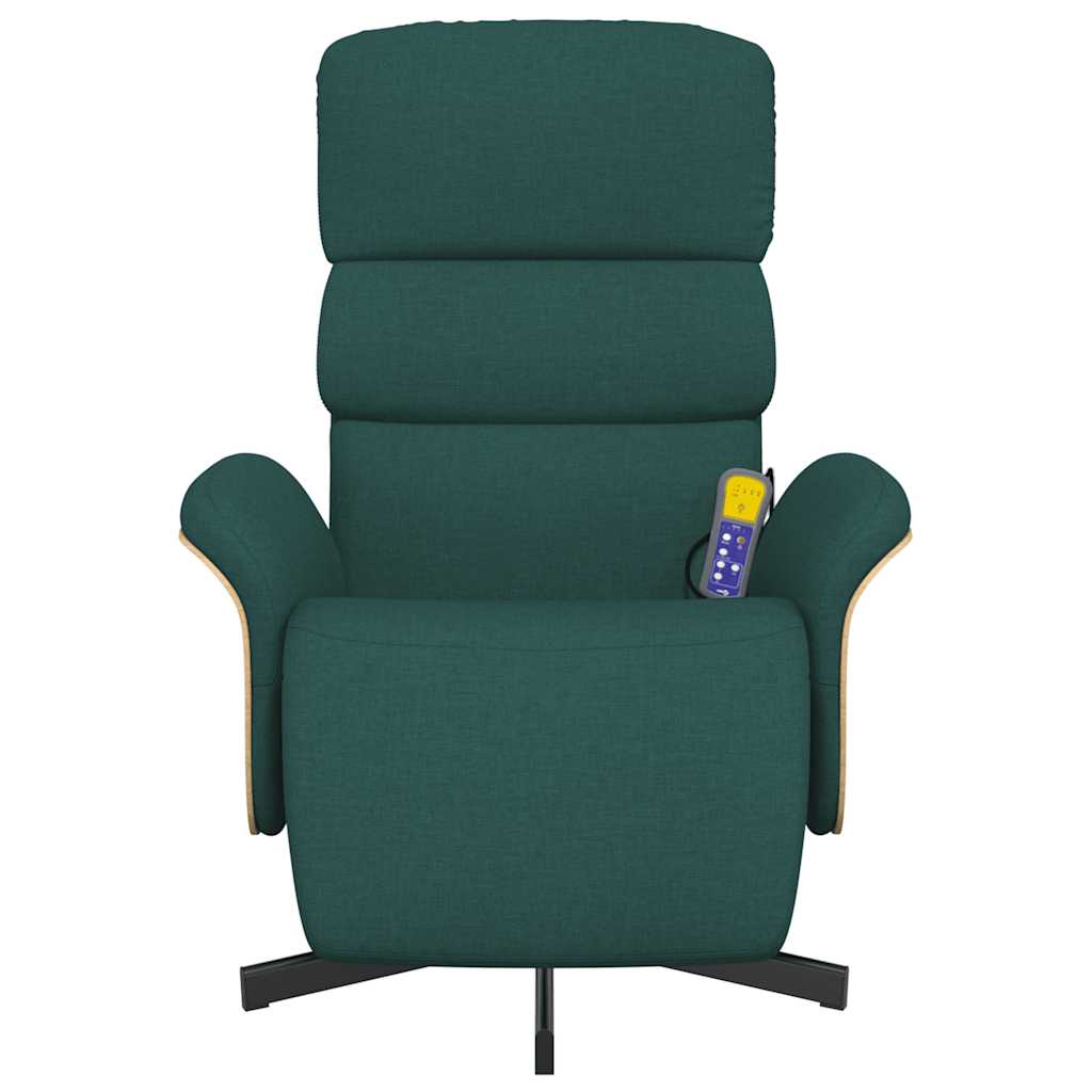 Fauteuil inclinable de massage et repose-pieds vert foncé tissu - XIOS