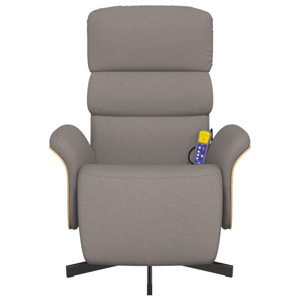 Fauteuil inclinable de massage avec repose-pieds taupe tissu - XIOS