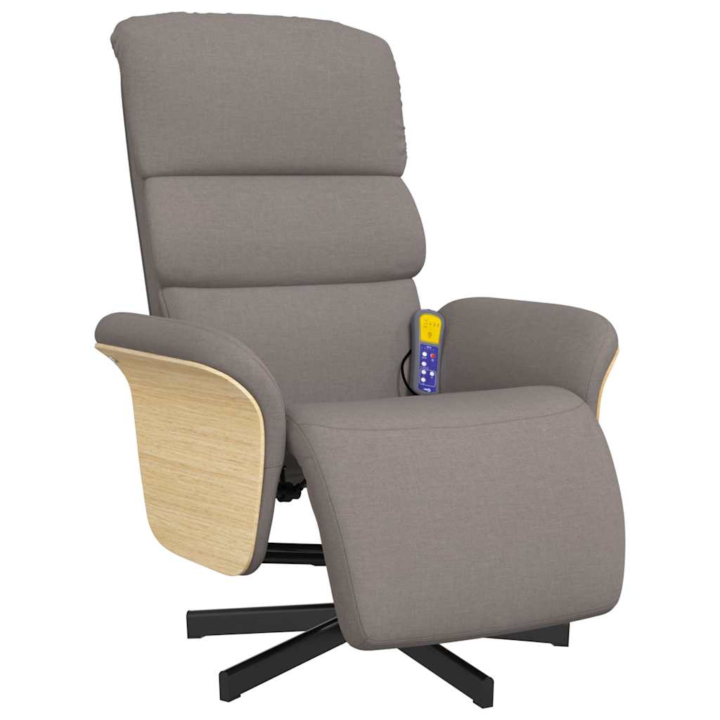 Fauteuil inclinable de massage avec repose-pieds taupe tissu - XIOS