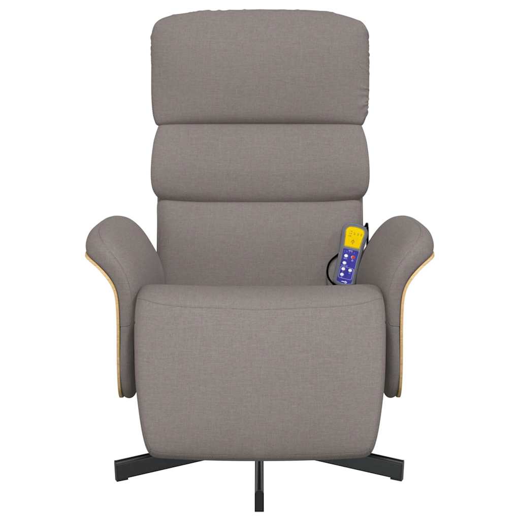 Fauteuil inclinable de massage avec repose-pieds taupe tissu - XIOS