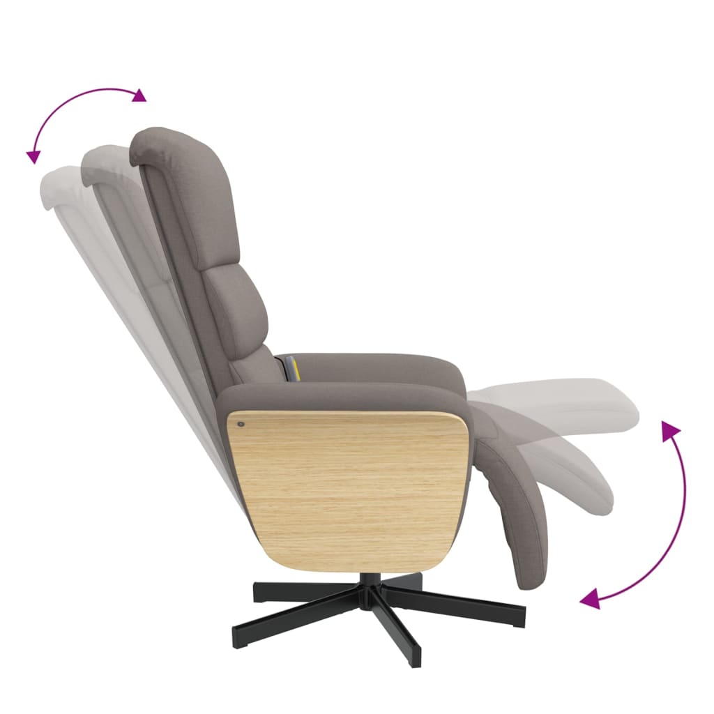 Fauteuil inclinable de massage avec repose-pieds taupe tissu - XIOS
