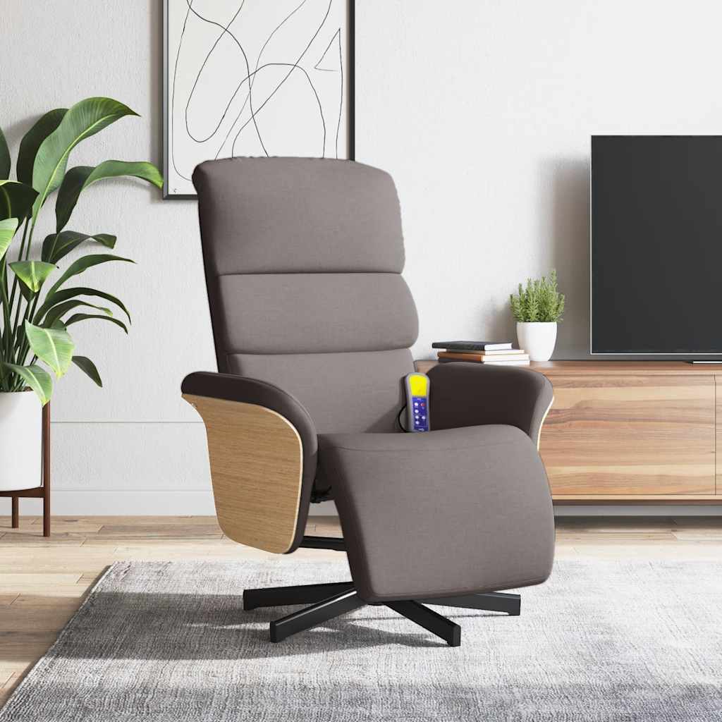 Fauteuil inclinable de massage avec repose-pieds taupe tissu - XIOS