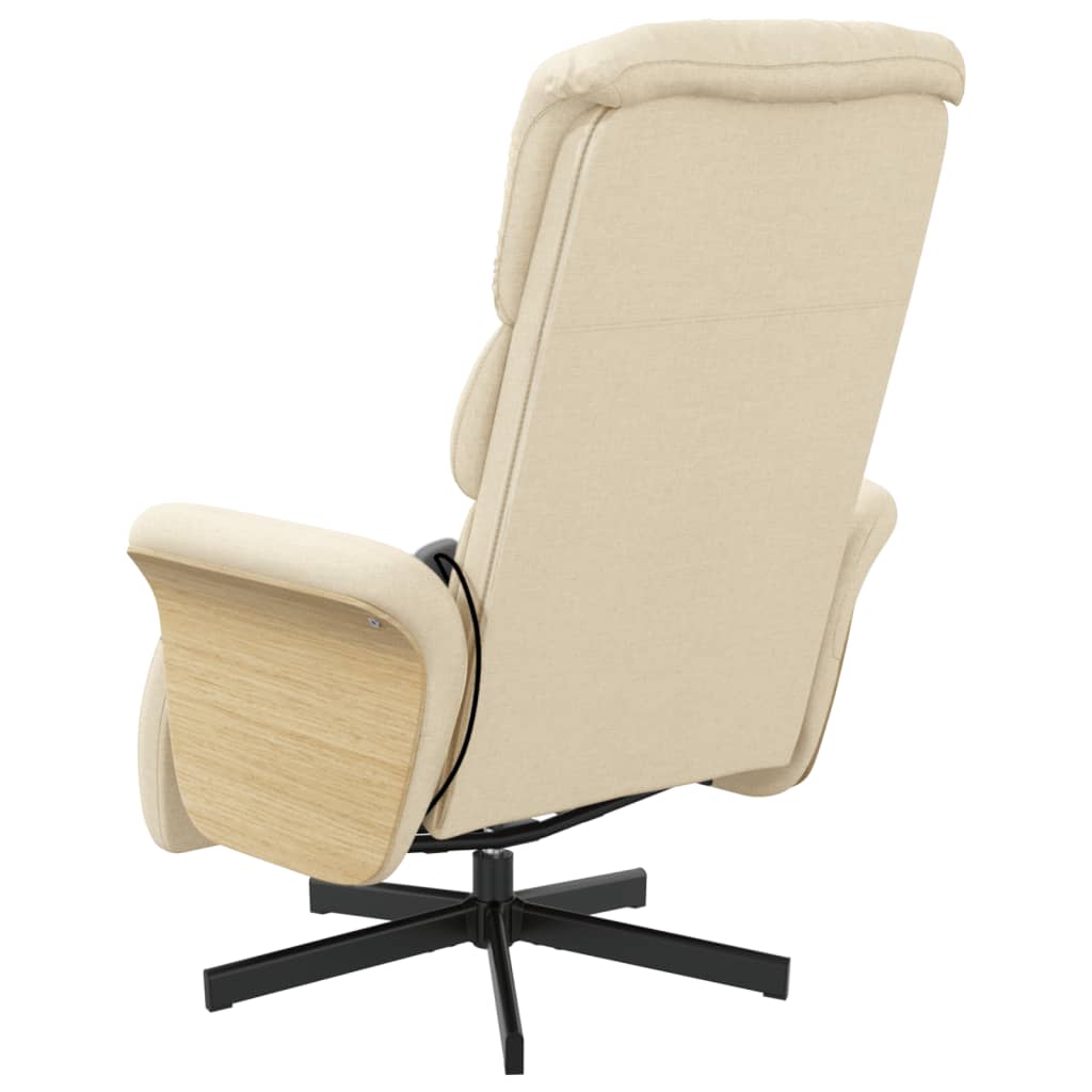 Fauteuil inclinable de massage avec repose-pieds crème tissu - XIOS