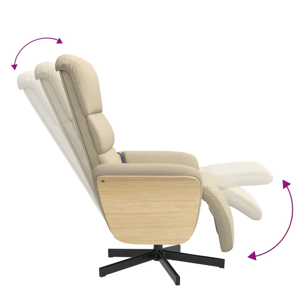 Fauteuil inclinable de massage avec repose-pieds crème tissu - XIOS