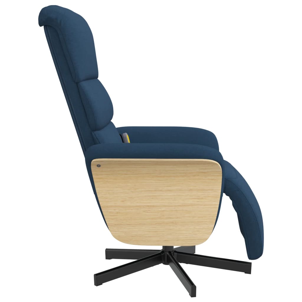 Fauteuil inclinable de massage avec repose-pieds bleu tissu - XIOS
