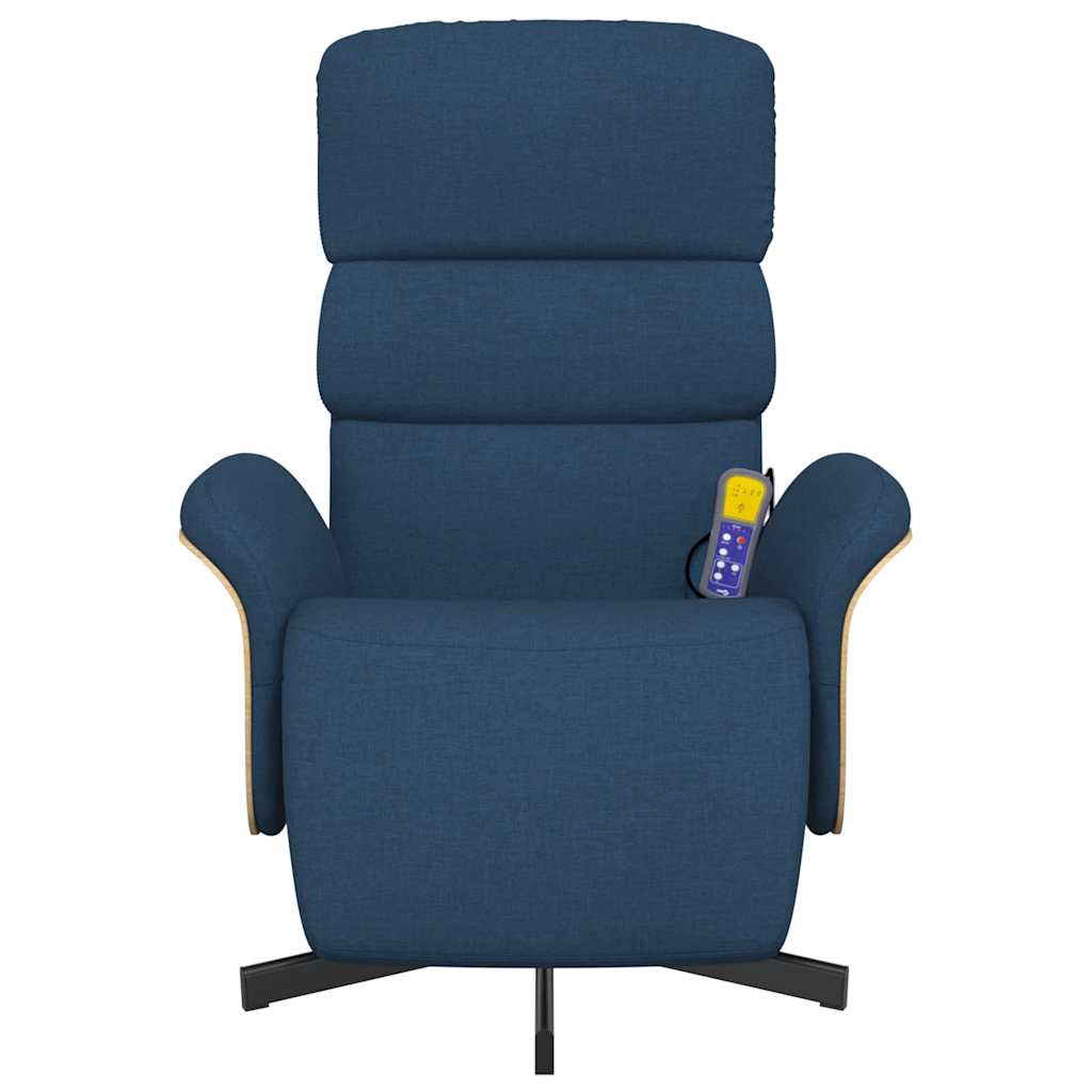 Fauteuil inclinable de massage avec repose-pieds bleu tissu - XIOS